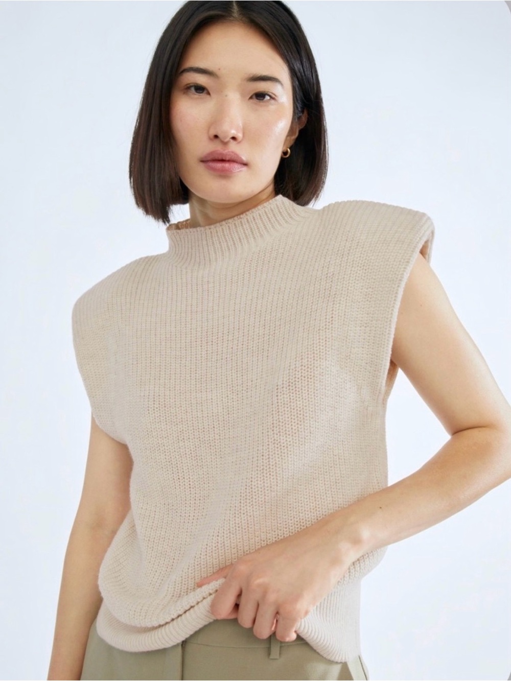 Babaton Sleeveless Knit Vest in Taupe